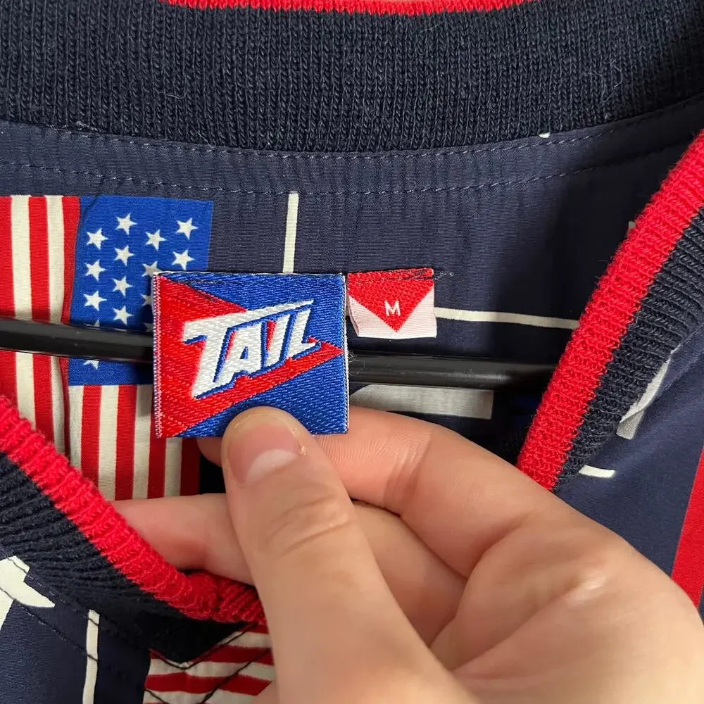 Vintage Tail Golf Pullover Patriotic USA Sport Print Retro Preppy‎ Size Medium